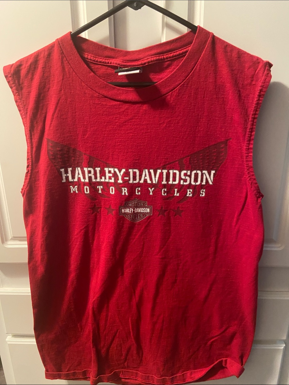 Harley-Davidson Red Muscle Tee with White Logo